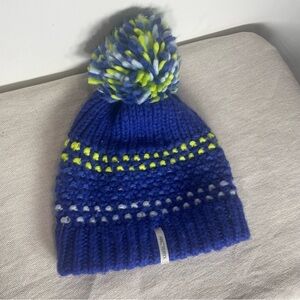 Arc'teryx  Blue and Yellow Pom-Pom Beanie